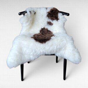 Genuine Icelandic Lambskin Rug Supple Flexible Brown Spots Pelt Throw 42" x 32"